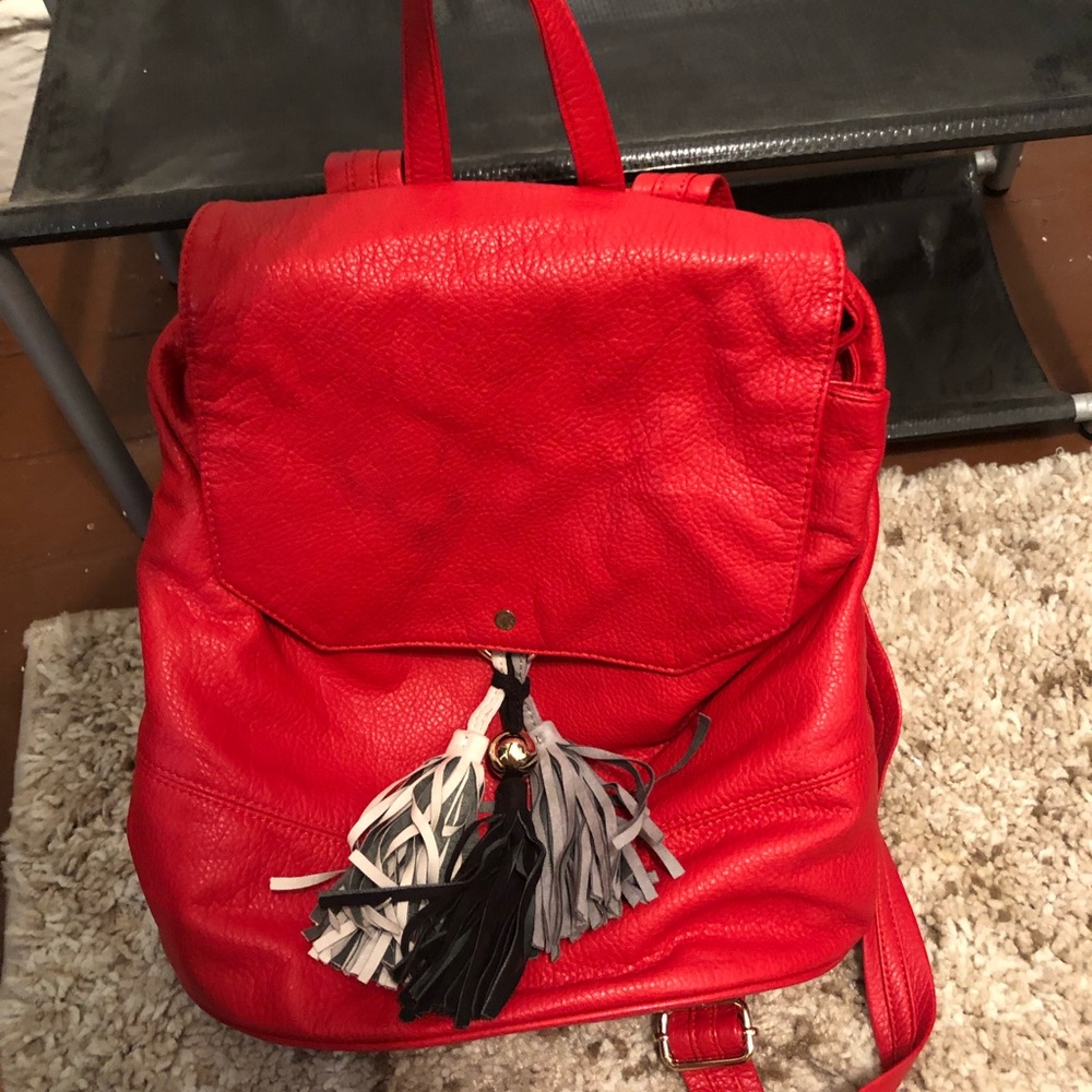 New red backpack